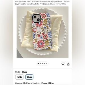Vintage Floral iPhone 16 Pro Case - White